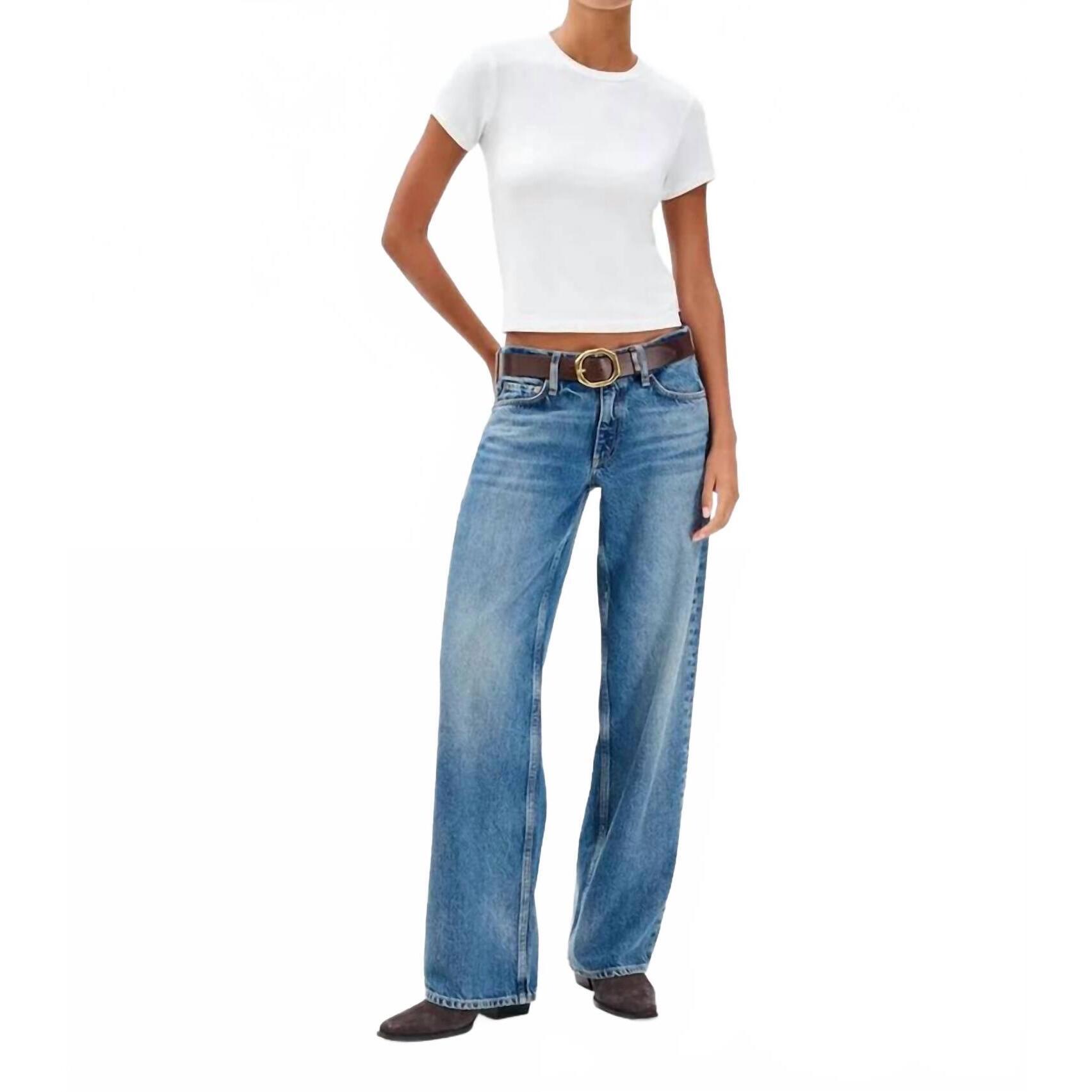 New Rag & Bone Saige Low Rise Full Relaxed Straight Jeans In Echo